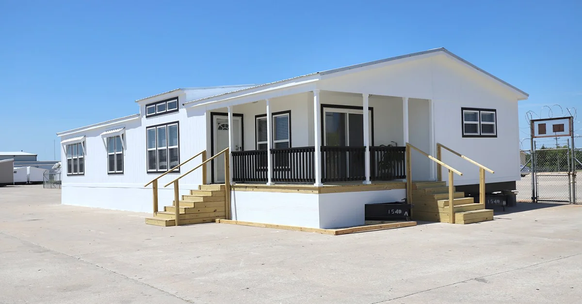 Mobile home with stairs