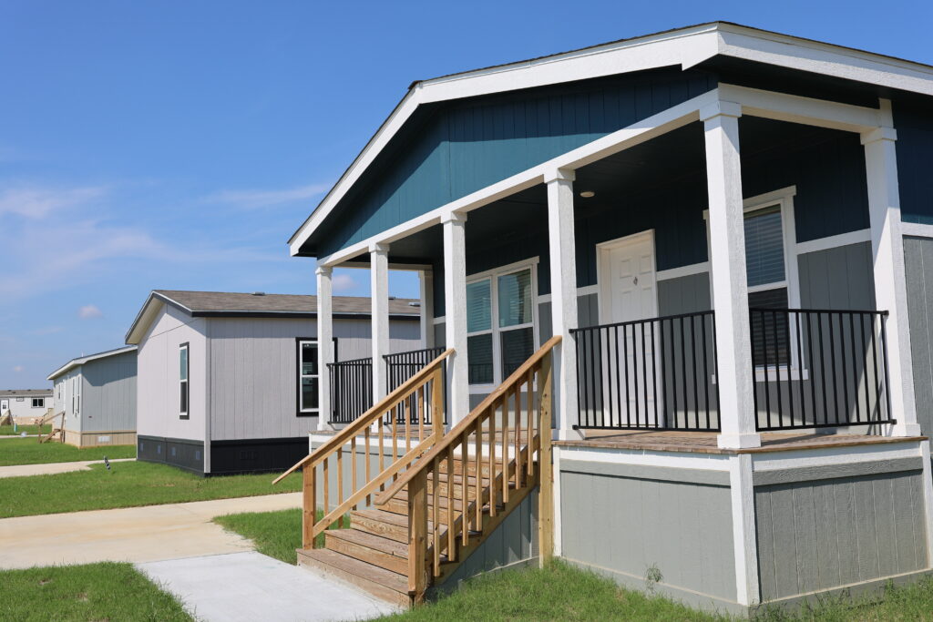 Newly built modular homes with porches
